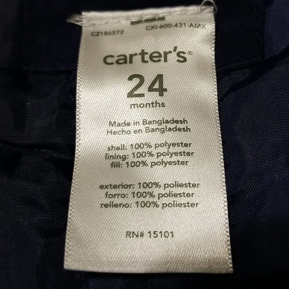 Carter's Toddler Snow Jumpsuit Size 24 months Navy Blue Winter Fall Jumper